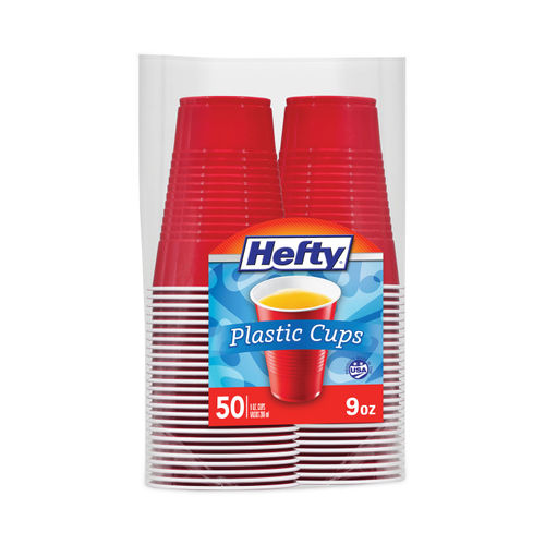 Hefty Party On Disposable Plastic Cups, Red, 18 Ounce, 30 Count