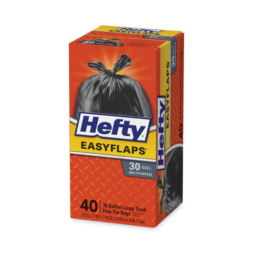 Hefty EasyFLAPS Trash Bags Black 30 Gallons Box Of 40 - Office Depot