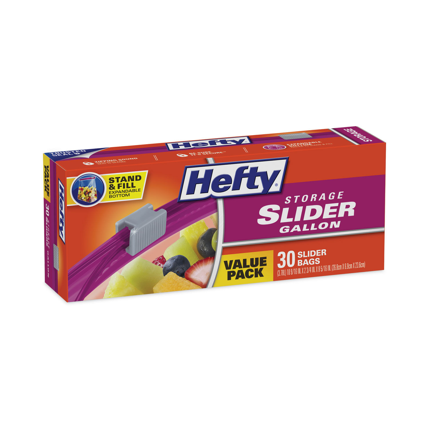 Hefty Slider Stronger & Seal Jumbo Storage Bags, 2.5 Gallon Size, 12 Count