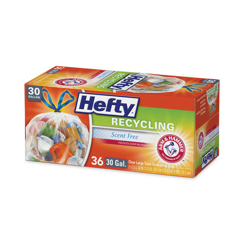 Hefty 13 Gallon Recycling Clear Tall Kitchen Drawstring Bags, 60 count