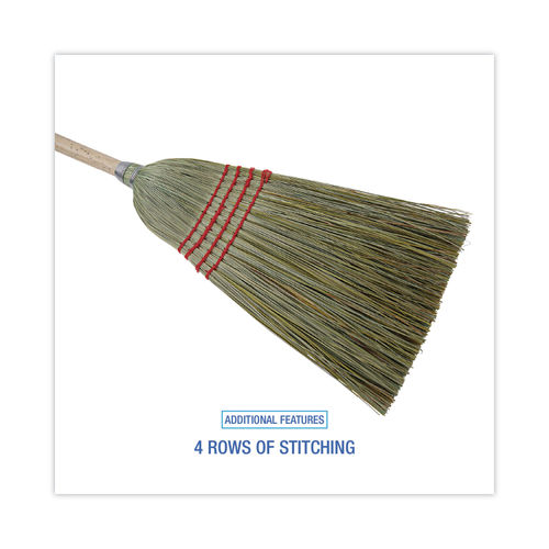 General Purpose Janitor Broom With Natural Corn Fibers - 12W x