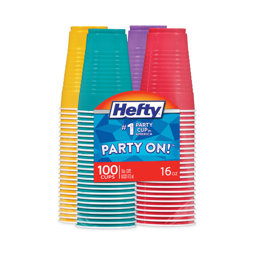 Hefty® Party On! Assorted Plastic Cups, 100 ct / 16 oz - Food 4 Less