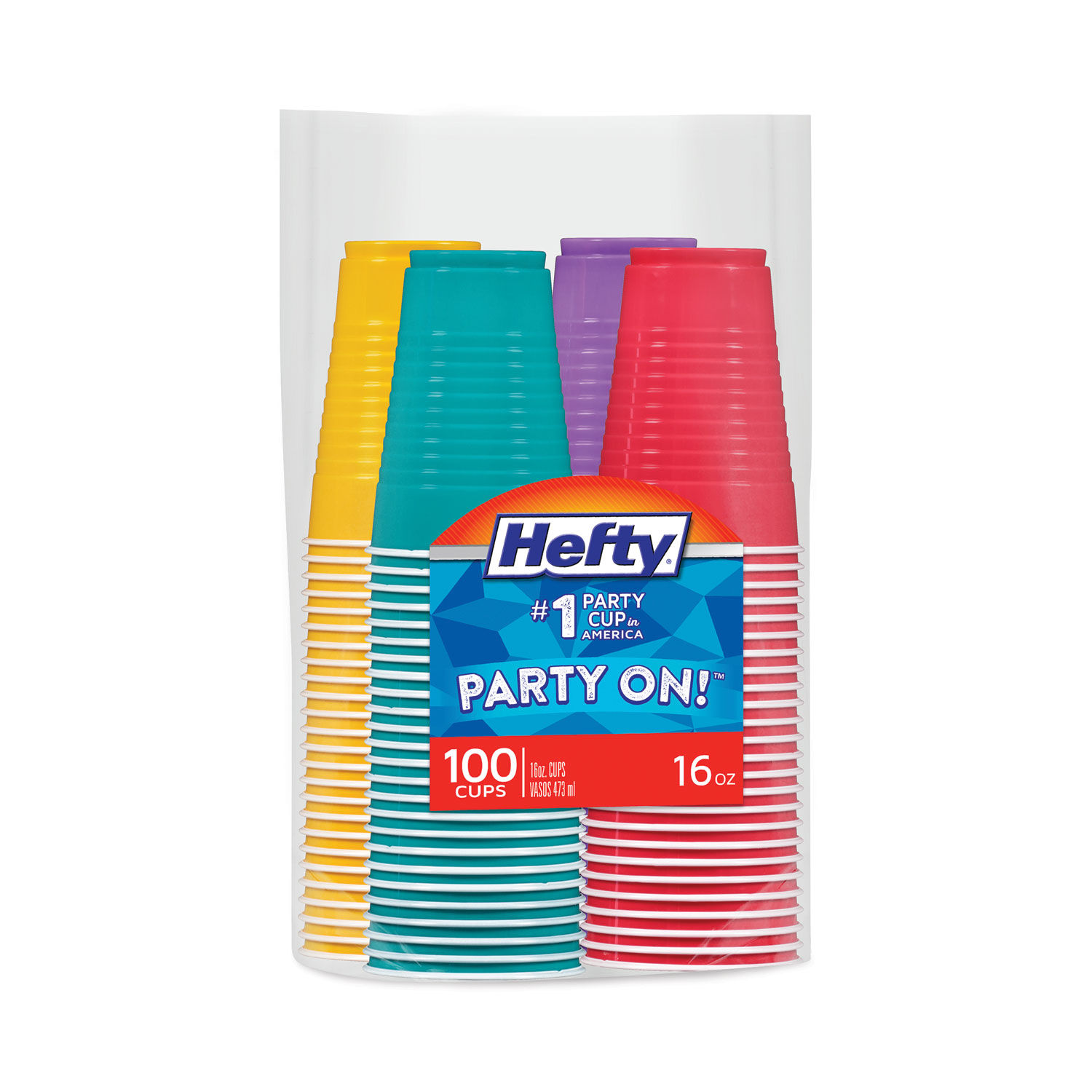 Hefty Disposable Party Cups 100 Pack 4 Carton Yellow Purple Red Teal  Assorted Bright Plastic Cold Drink Party - Office Depot