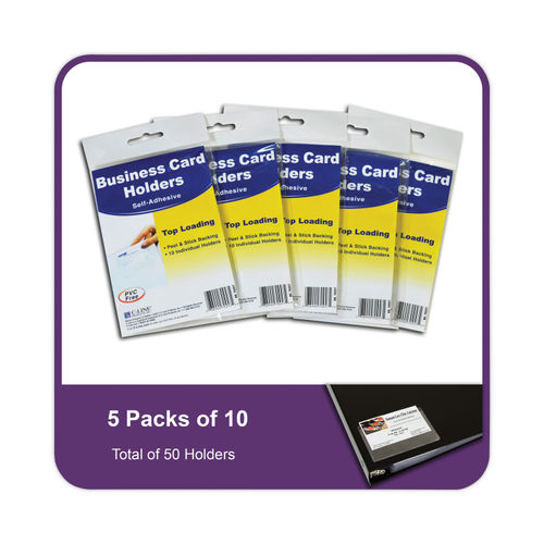 C Line Self Adhesive Business Card Holders 2 x 3 12 Clear Pack Of 10 -  Office Depot