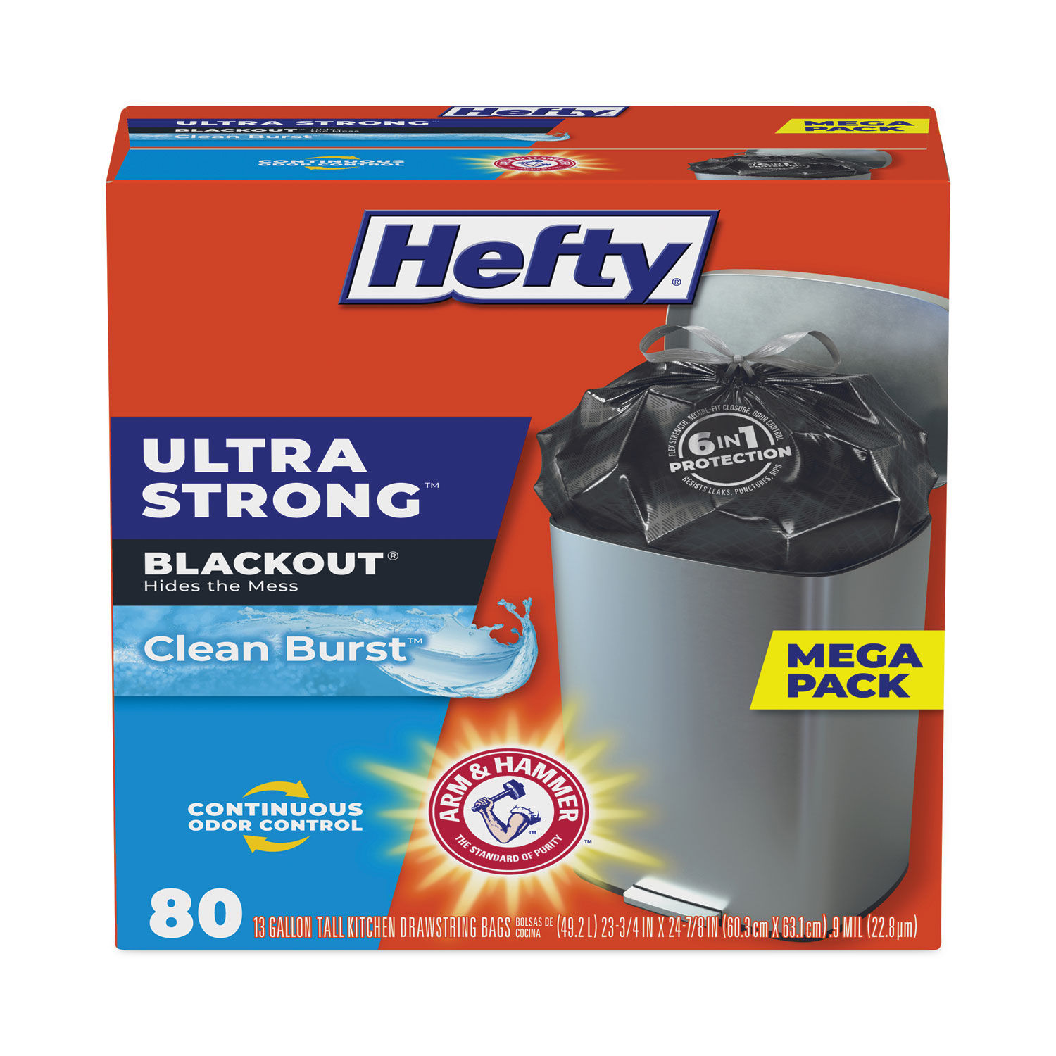 Hefty® E8-0625 Ultra Large Drawstring Trash Bag, 30-Gallon, Black, 25- –  Toolbox Supply