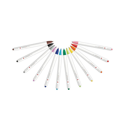 Zebra Clickart Porous Point Pen, Retractable, Fine 0.6 mm, Assorted Ink Colors, White Barrel, 12/Pack