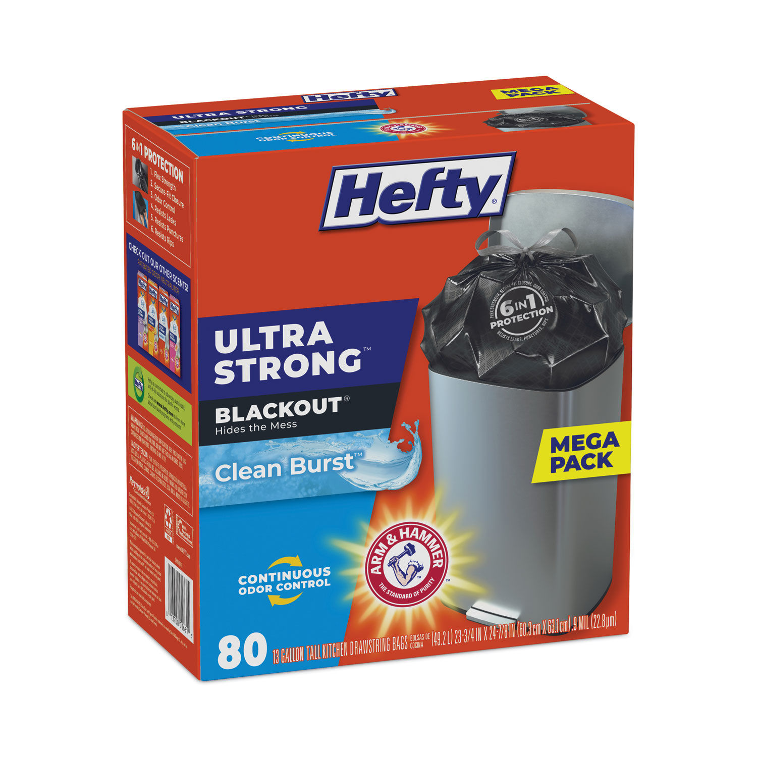  Hefty Ultra Strong Tall Kitchen Trash Bags, Blackout