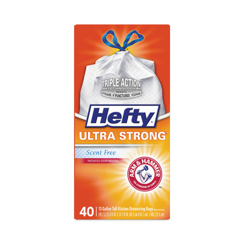 Hefty Ultra Strong Tall Kitchen and Trash Bags, 30 gal, 1.1 mil, 30 x 33, Black