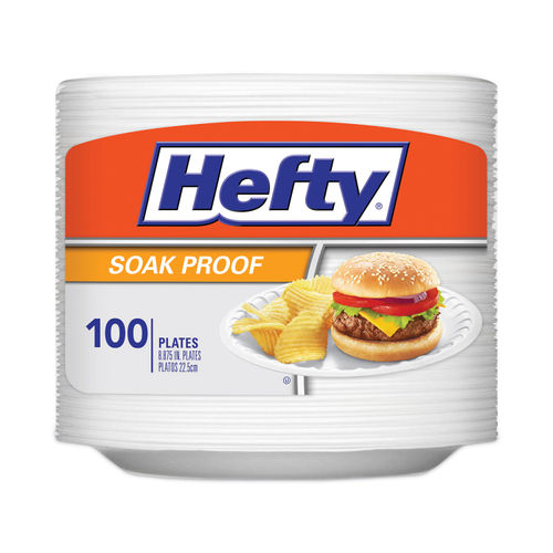 Hefty Everyday Soak Proof Disposable Foam Plates, 8 14/16 Diameter, White,  Pack Of 100