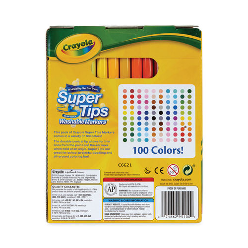 Crayola 585100 Super Tips 100-Count Assorted Color Washable Markers