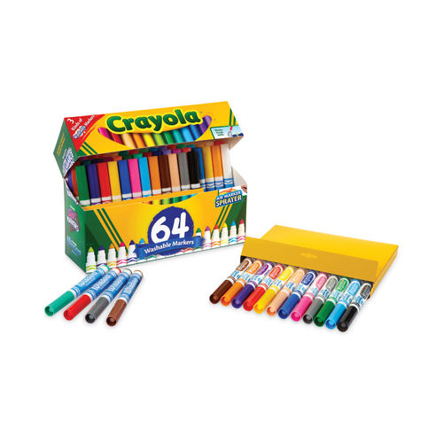 Crayola Broad Line Washable Markers, Broad Bullet Tip, Blue, 12/Box