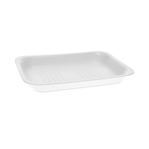 Polystyrene foam tray containing 25% recycled content