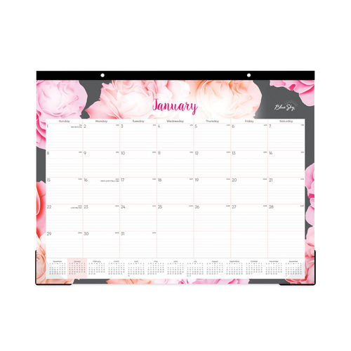 Blue Sky Joselyn Weekly/Monthly Planner, Joselyn Floral Artwork, 8 x 5, Pink/Peach/Black Cover, 12-Month (Jan to Dec): 2024