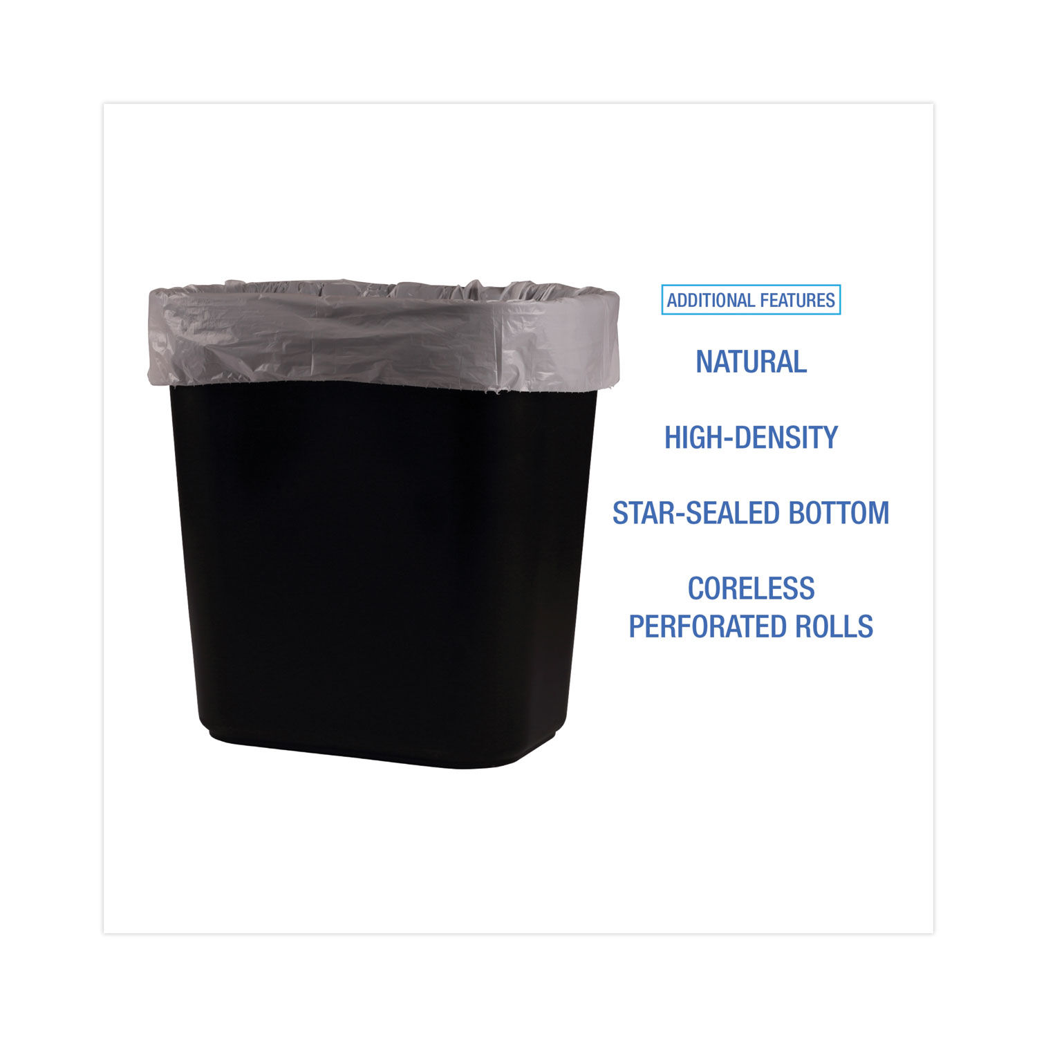 High-Density Can Liner, 40x46, 45gal, 19mic Equiv., Natural, 25