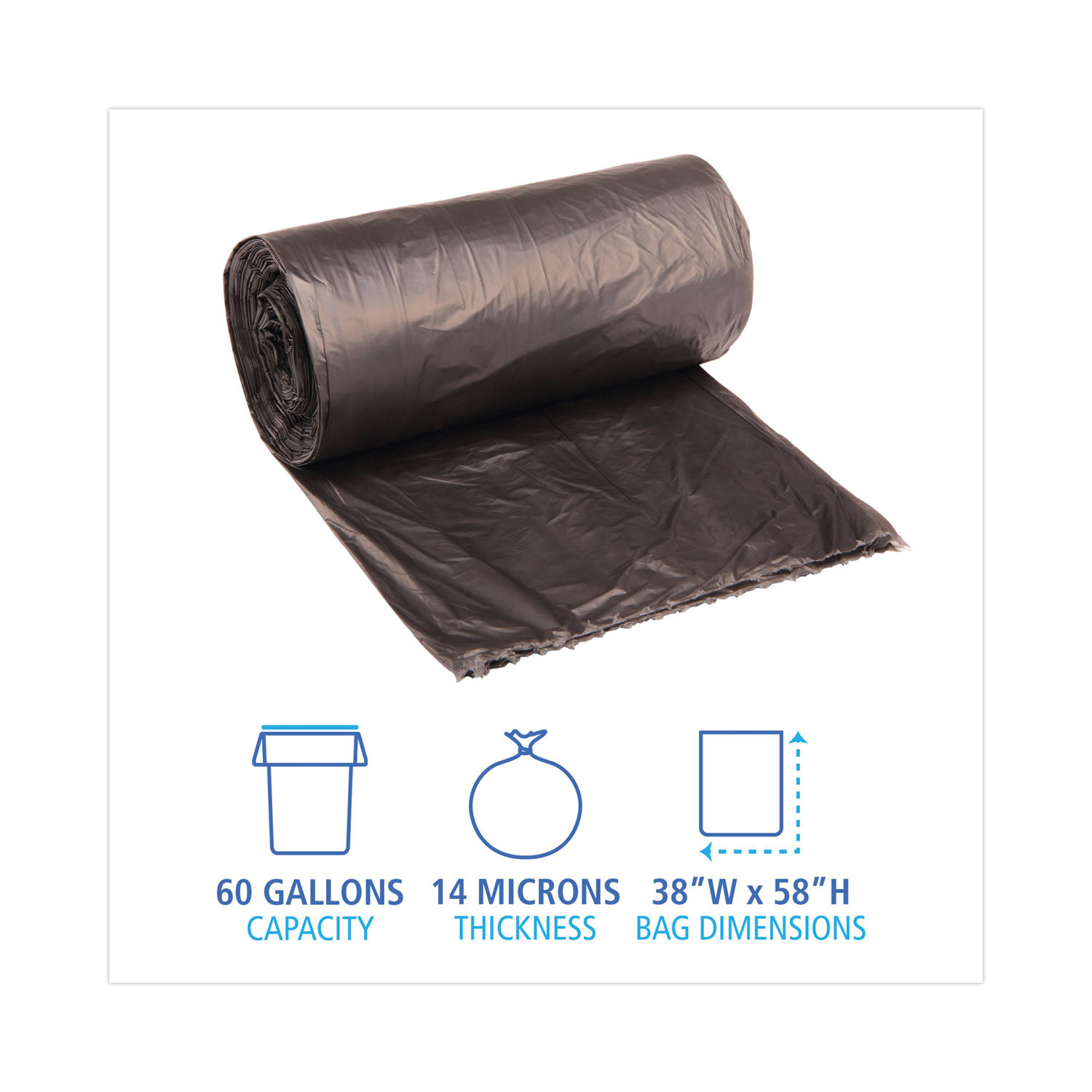 38 x 60 Clear Trash Bags (200 Bags) (14 Micron)