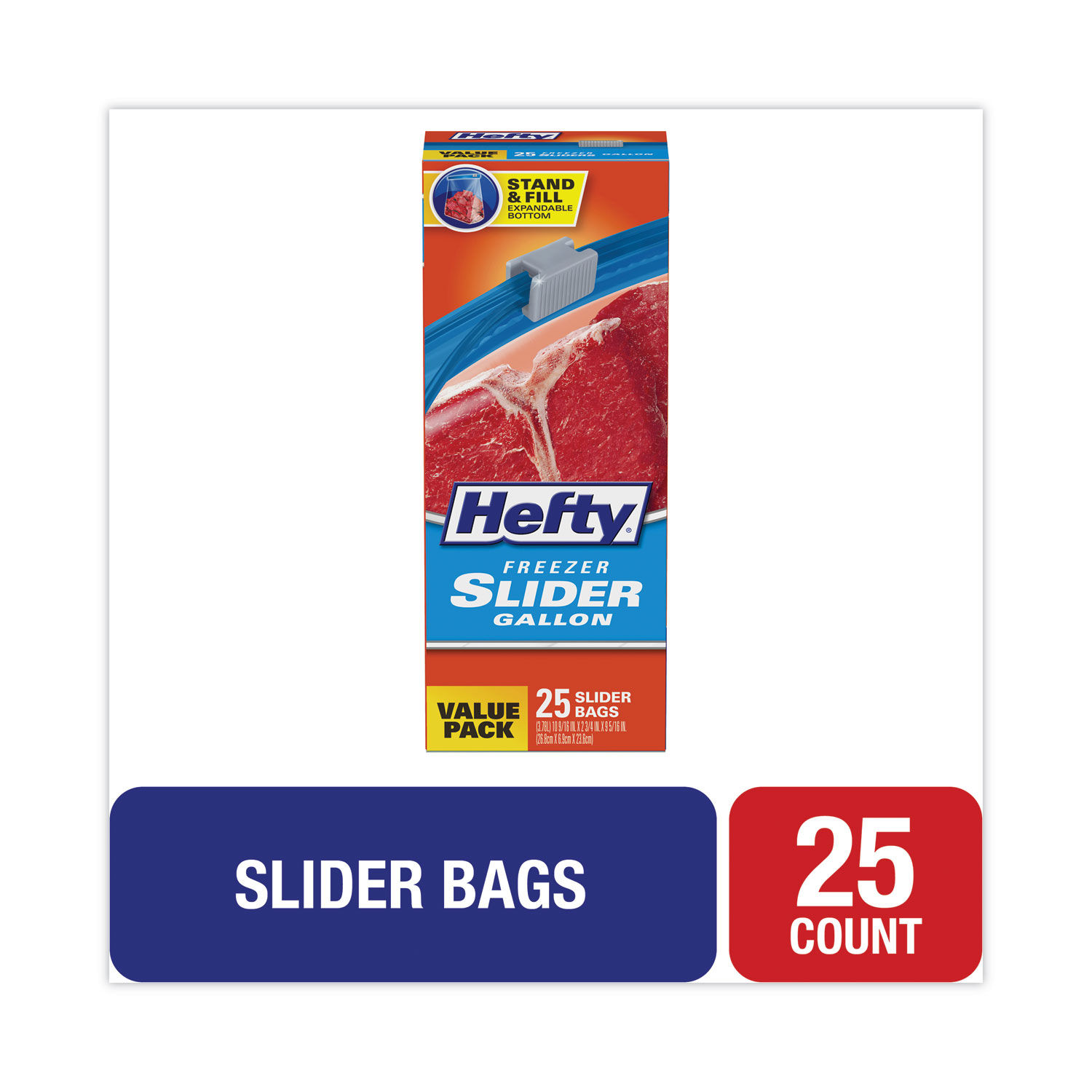 Hefty 1 Gal. Slider Freezer Bag Stand & Fill Expandable Bottom (10