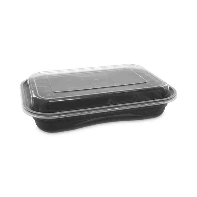 EarthChoice Versa2Go Microwaveable Container, 27 oz, 8.4 x 5.6 x 1.4, Black/Clear, Plastic, 150/Carton EarthChoice Versa2Go Microwaveable Container, 27 oz, 8.4 x 5.6 x 1.4, Black/Clear, Plastic, 150/Carton