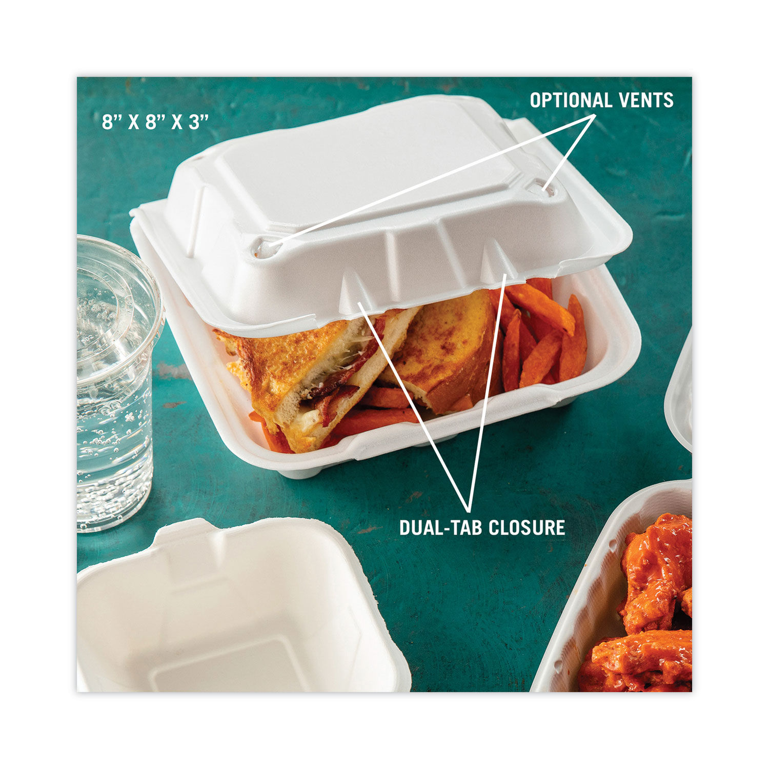 Pactiv Foam Hinged Lid Containers, Single Tab Lock #205 Utility, 9.19 x 6.5 x 2.75, White, 150/Carton