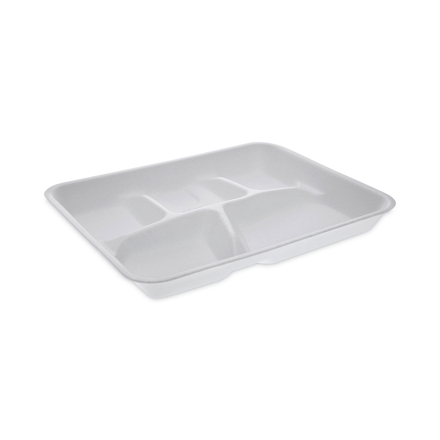 Pactiv Lightweight Foam School Trays, 5-Compartment, 8.25 x 10.5 x 1, White, 500/Carton