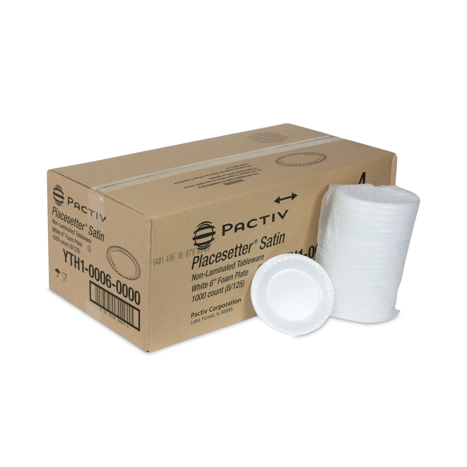 Pactiv 16202631 Placestter Satin Foam Plate, 6, 1000/case