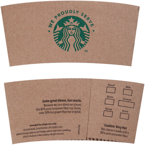 Starbucks White Disposable Hot Paper Cup, 12 Ounce, Sleeves and