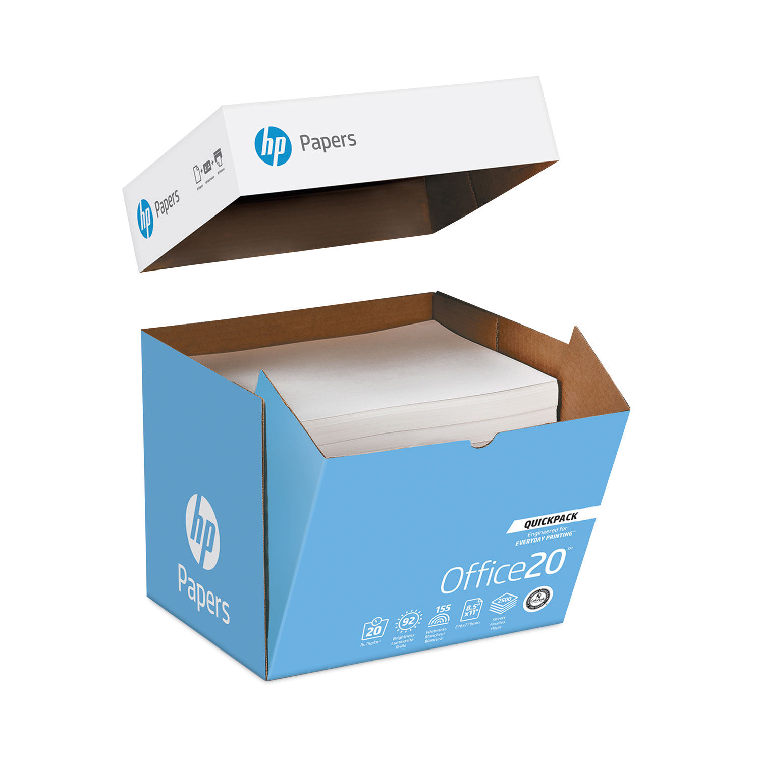 HP Printer Paper, Office20, 8.5 x 11, 3 Hole Punch, 92 B