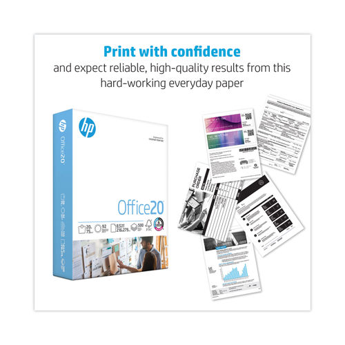 HP Papers Office20 Paper, 92 Bright, 20lb, 8.5 x 11, White, 500