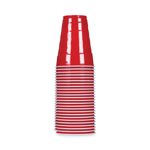 Hefty Party on Disposable Plastic Cups, Red, 18 Ounce, 30 Count