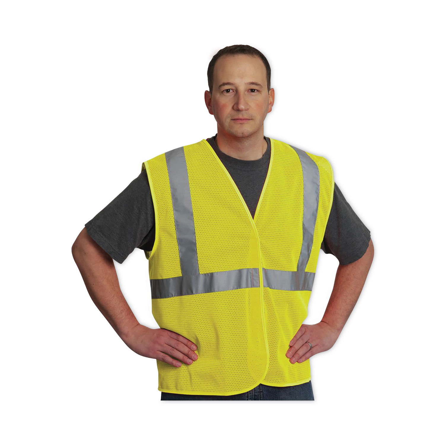 ANSI Class Four Pocket Zipper Safety Vest by PIP PID302MVGZ4PLY3 