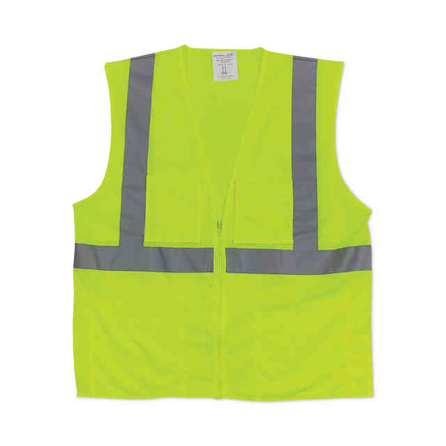 ANSI Class 2 Two-Pocket Zipper Mesh Safety Vest, Large, Hi-Viz Lime Yellow ANSI Class 2 Two-Pocket Zipper Mesh Safety Vest, Large, Hi-Viz Lime Yellow