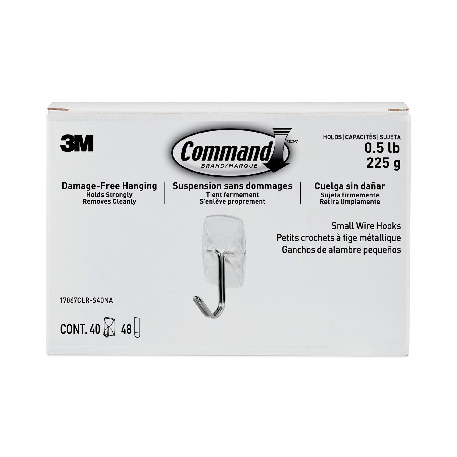 Command™ Small Wire Hooks, Small, Plastic/Metal, White, 0.5 lb