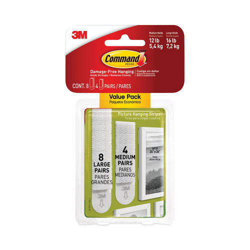 Command Medium Picture Hanging Strips 6 Pairs 12 Command Strips Damage Free  White - Office Depot