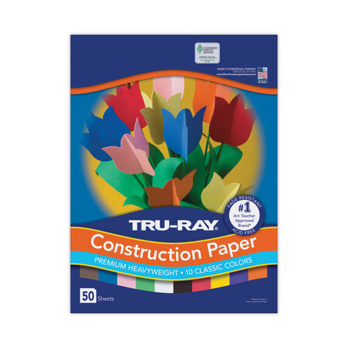 Tru-Ray Construction Paper, 76lb, 12 x 18, Black, 50-Pack