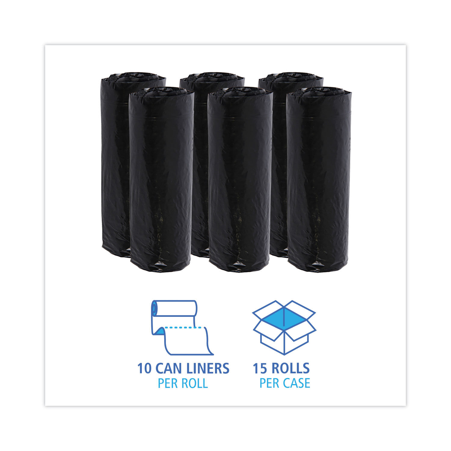 Facility Maintenance: Trash Management - Low Density Trash Can Liners Black  - Charm-Tex