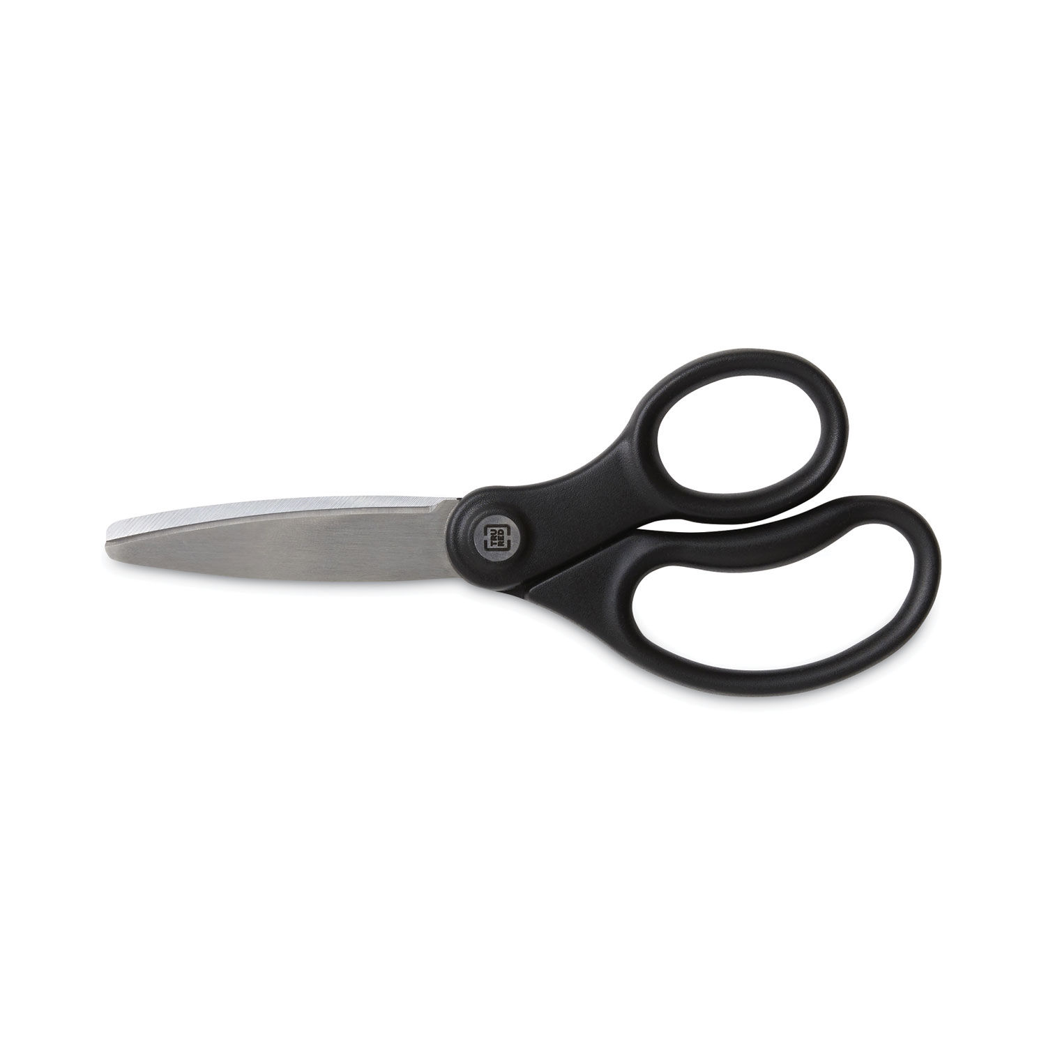 Tru Red Ambidextrous Stainless Steel Scissors, 8 Long, 3.86 Cut Length, Black Straight Symmetrical Handle