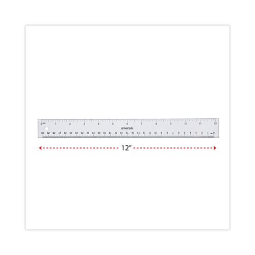 Non-Shatter Flexible Ruler, Standard/Metric, 12 Long, Plastic, Clear
