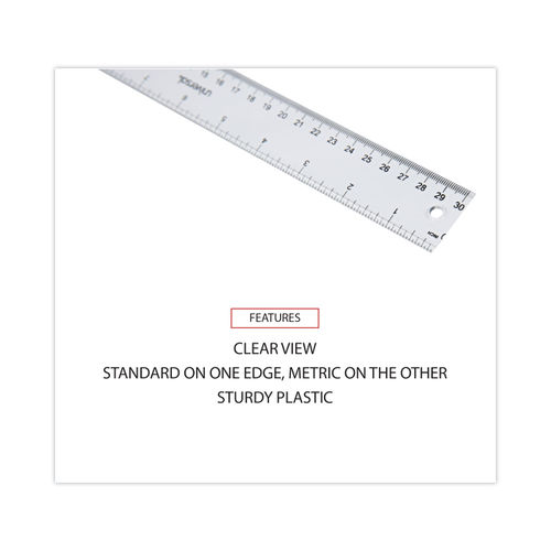 Non-Shatter Flexible Ruler, Standard/Metric, 12 Long, Plastic