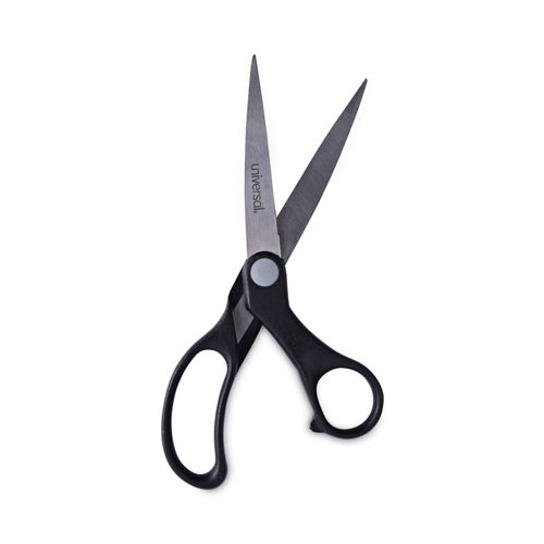 Universal Economy Scissors, 8 Length, Bent Handle, Stainless Steel, Black