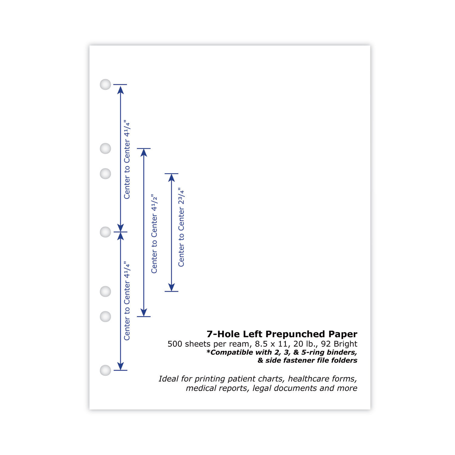 8-1/2'' x 11 Laser Cut Sheet, 20# White Stock, 5 Hole Punch Left, 5