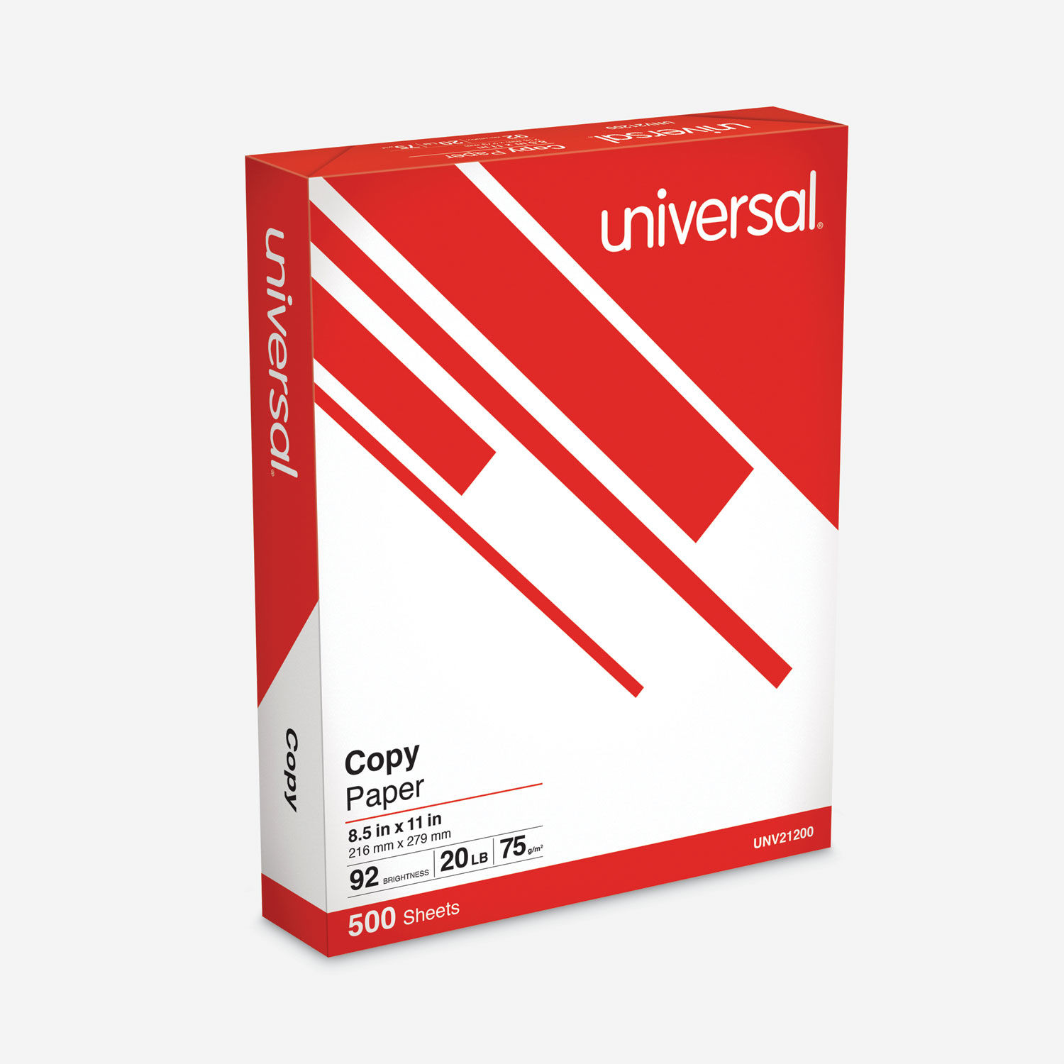 Universal UNV21200 Copy Paper 92 Brightness 20lb 8-1/2 x 11 White 5000 Sheets/Carton