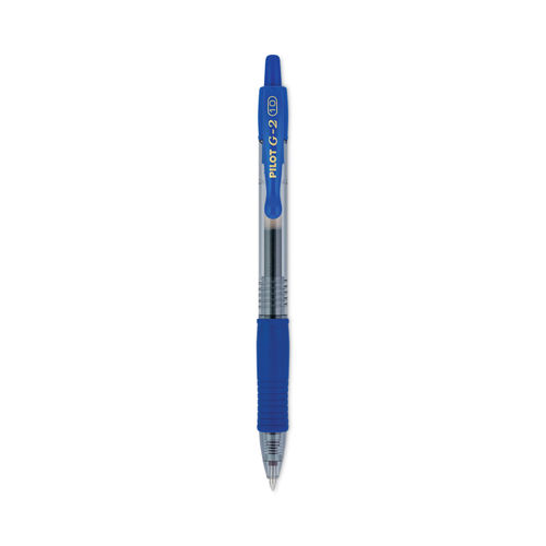 Pilot G-2 Retractable Gel Pens, Fine Point, 0.7 mm, Clear Barrels, Blue Ink,  Pack Of 12 Pens