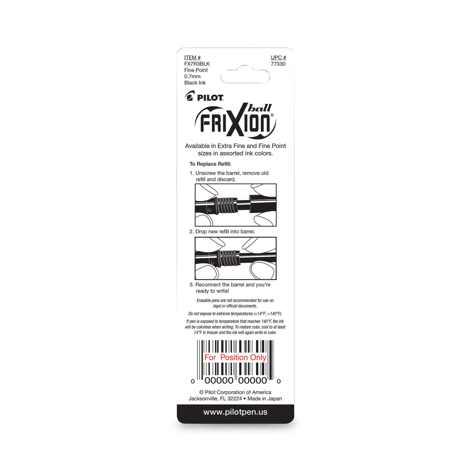 Refill for Pilot FriXion Erasable by Pilot® PIL77330