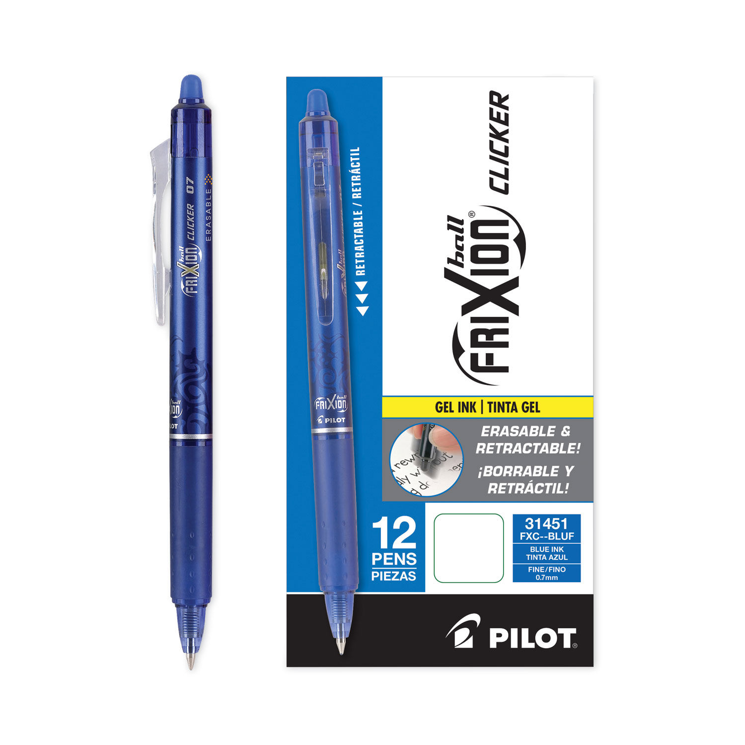 Pilot FriXion Clicker Erasable Gel Ink Pens Fine Point Assorted Ink (5 ct)