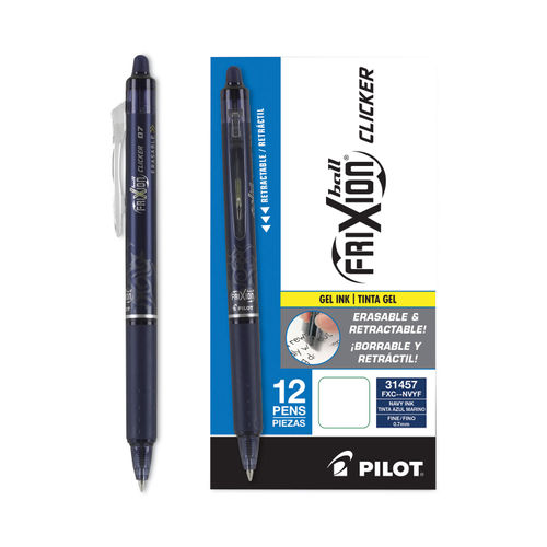 Pilot FriXion Clicker Erasable Gel Fine Point Pens, Navy Ink - Dozen