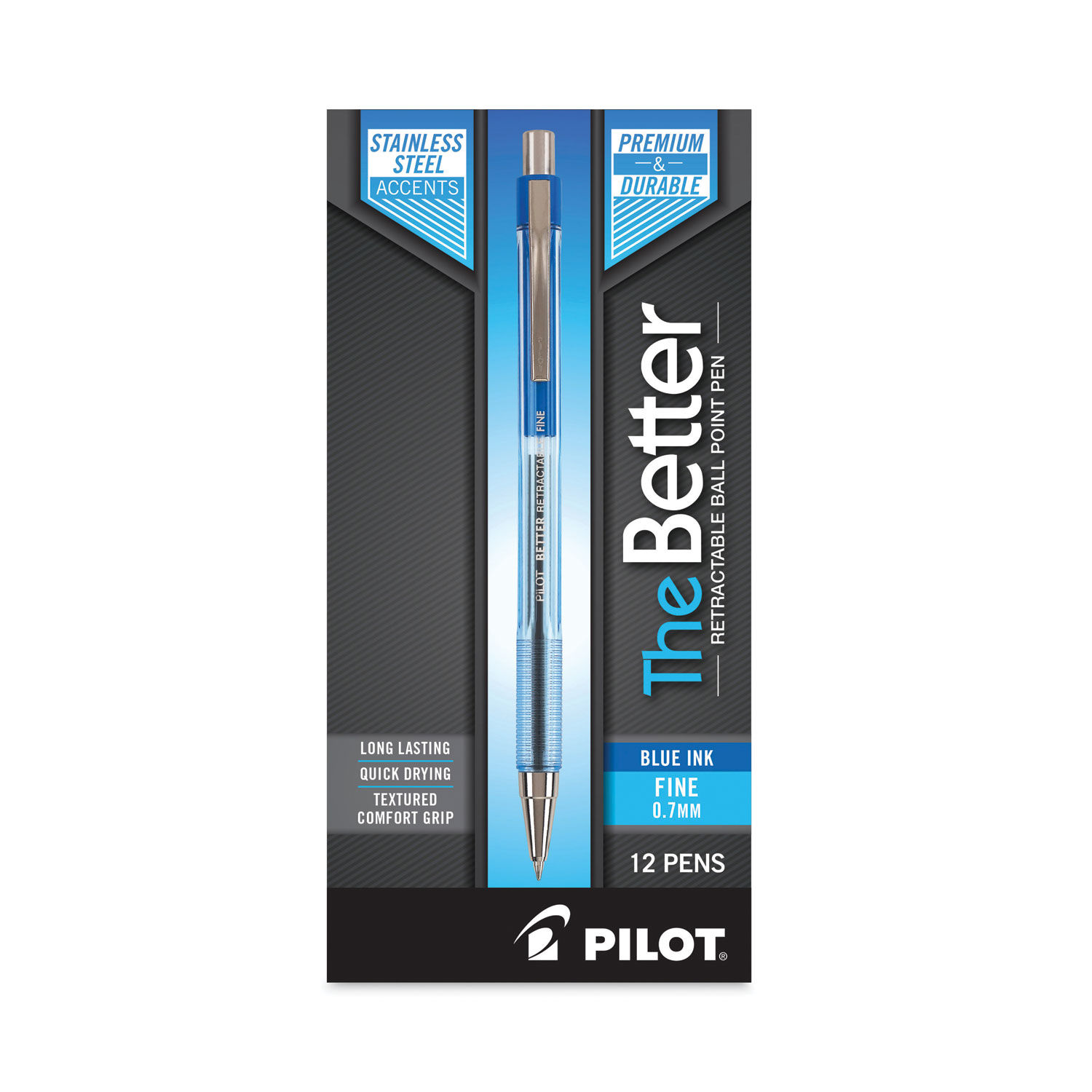 Pilot The Better Blue Fine Retractable Ballpoint Pen Single 30001Pens and Pencils