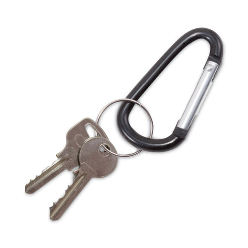 Advantus Carabiner Key Chains Split Key Rings Aluminum Black 10 Pack