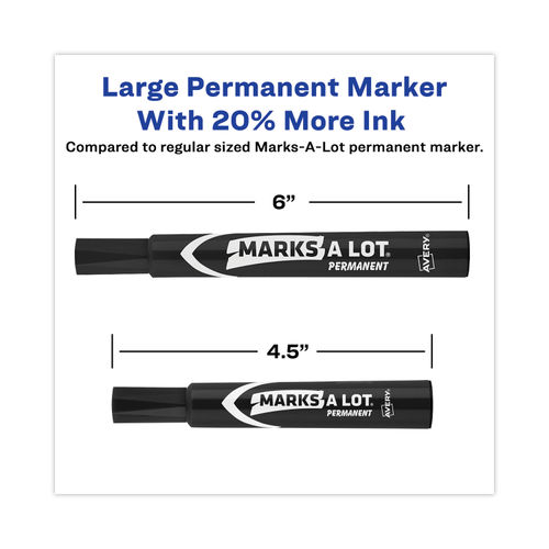 Avery Large Desk-Style Permanent Markers - Chisel Marker Point Style - Black - 1 Dozen