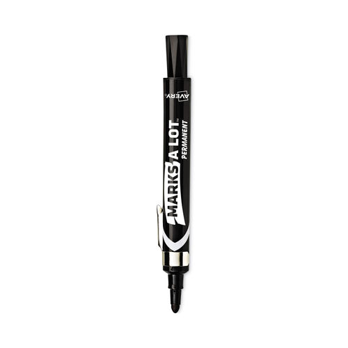 MARKS A LOT Large Desk-Style Permanent Marker with Metal Pocket Clip, Broad  Bullet Tip, Black, Dozen (24878)