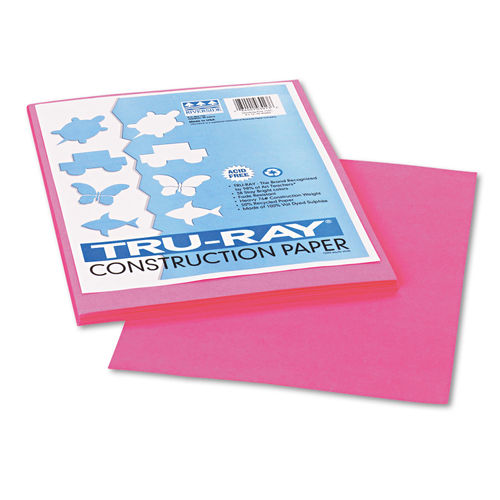 Pacon Tru-Ray Construction Paper, 76lb, 12 x 18, Pink, 50/Pack