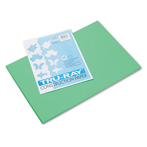 Tru-Ray Construction Paper, 76 lbs., 12 x 18, Light Green, 50